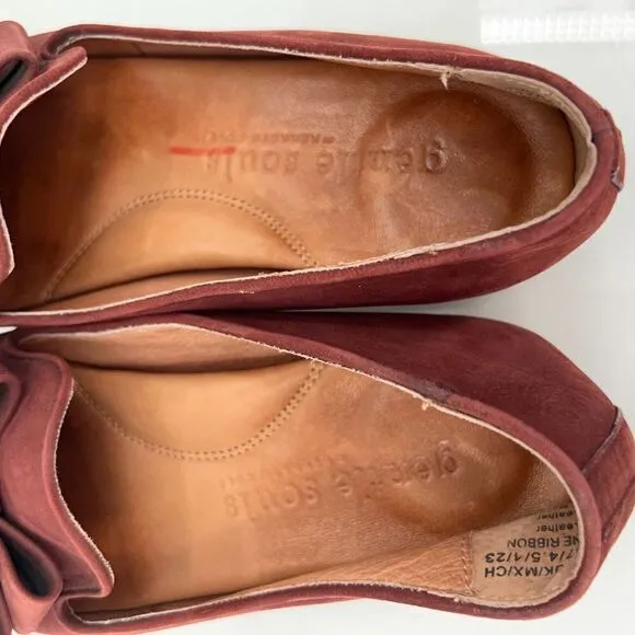 Gentle Souls Women’s 6.5 Eugene Ribbon Red Leather Flats Loafers Shoes Comfort