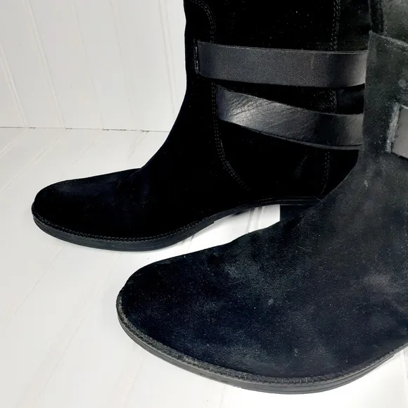 GEOX Waterproof Black Suede Leather Knee High Boots A11