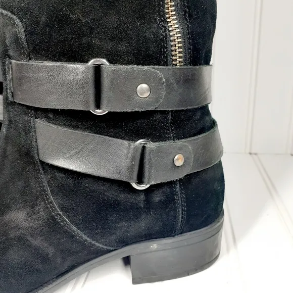 GEOX Waterproof Black Suede Leather Knee High Boots A11