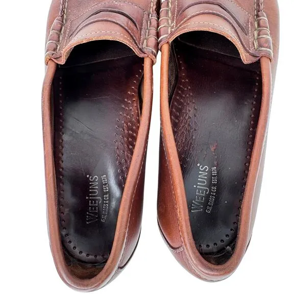 GH BASS Weejuns Larson Penny Loafer Shoes Leather Slip-On Brown Mens‎ Size 10.5