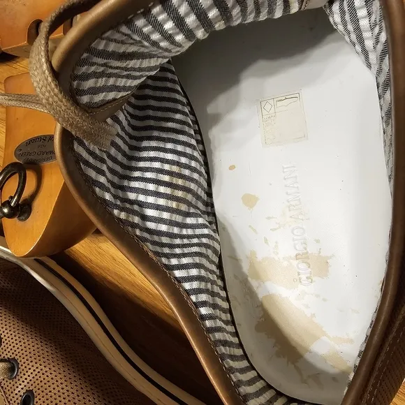 Giorgio Armani Brown Leather Men's Sneakers