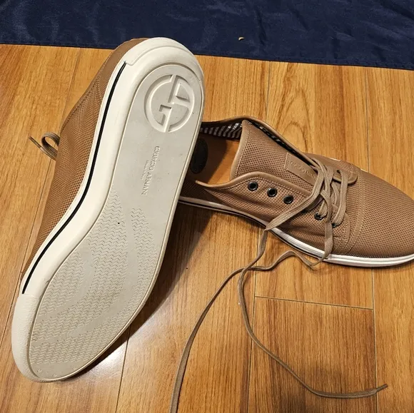 Giorgio Armani Brown Leather Men's Sneakers