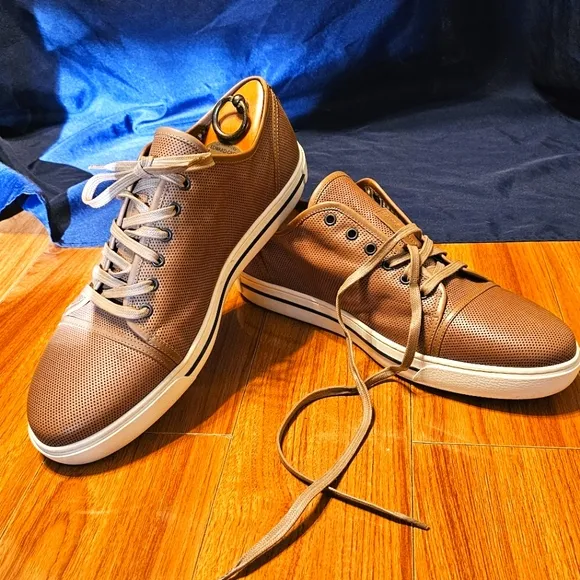 Giorgio Armani Brown Leather Men's Sneakers