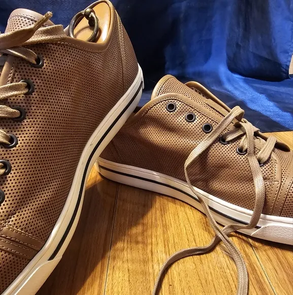 Giorgio Armani Brown Leather Men's Sneakers