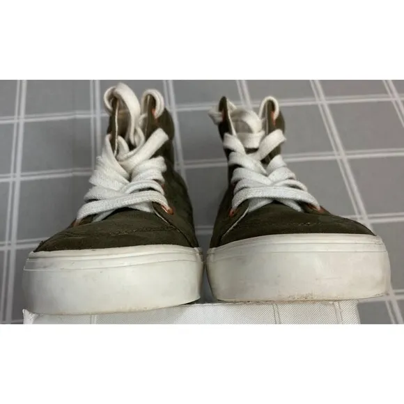 Girls Sz 12 Old Navy Olive &amp; Rose Gold Sparkle &amp; Eyelets Lace up Sneakers Shoes