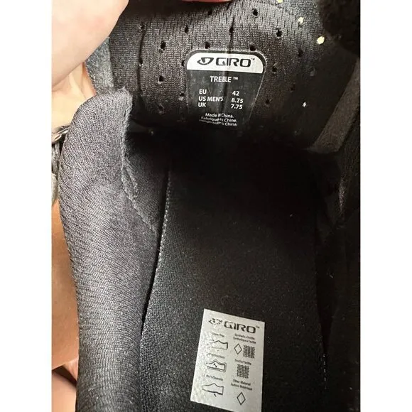 Giro Mens Treble II Road Bike Shoes Three Wide Straps Cycling Black Size 8.75