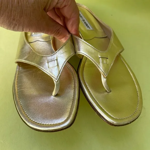 Gold Manolo Blahnik all leather shoes