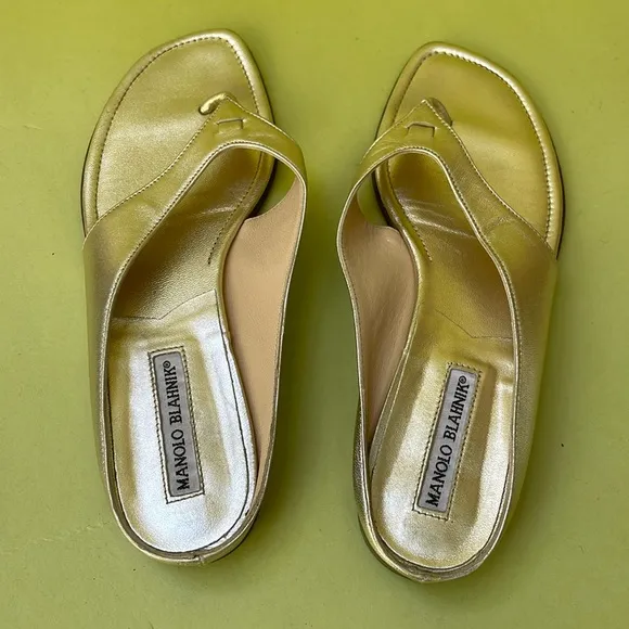 Gold Manolo Blahnik all leather shoes