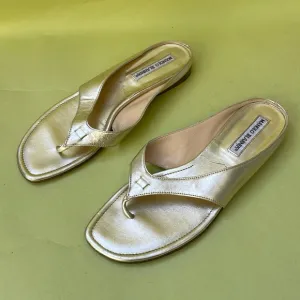 Gold Manolo Blahnik all leather shoes