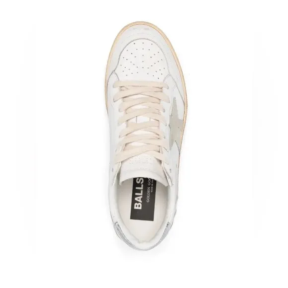 GOLDEN GOOSE Ball Star Canvas and Leather Silver Metallic Sneakers US5 EU35