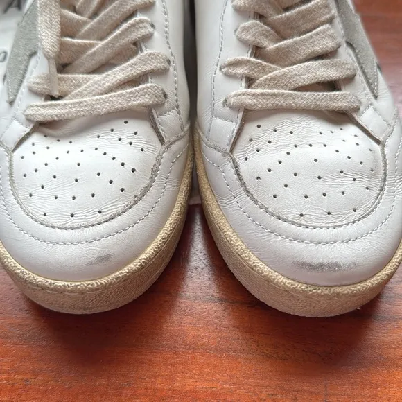 GOLDEN GOOSE Ball Star Canvas and Leather Silver Metallic Sneakers US5 EU35