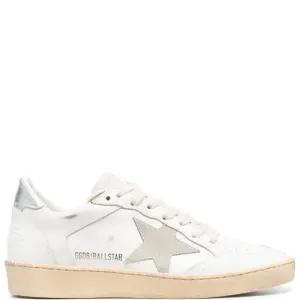GOLDEN GOOSE Ball Star Canvas and Leather Silver Metallic Sneakers US5 EU35