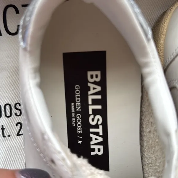 GOLDEN GOOSE Ball Star Canvas and Leather Silver Metallic Sneakers US5 EU35