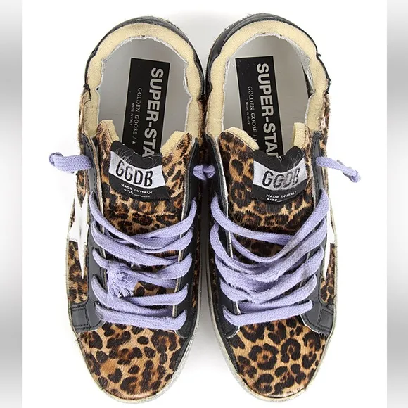 Golden Goose Leopard-Pattern Pony Hair &amp; Leather Sneakers