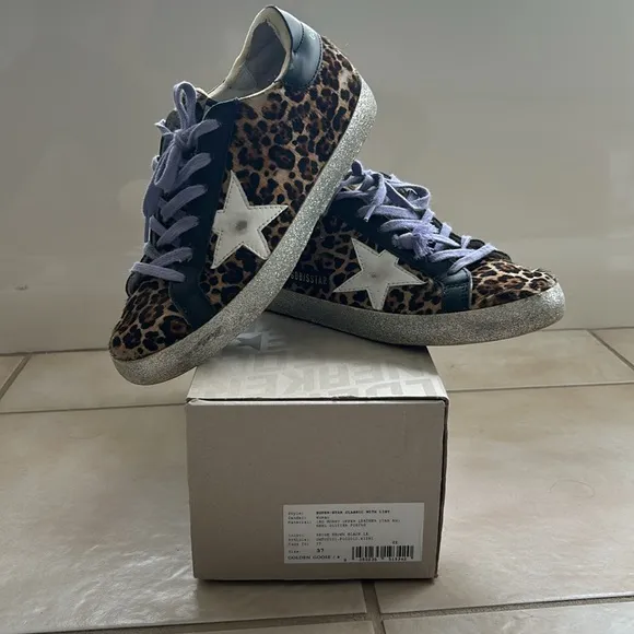 Golden Goose Leopard-Pattern Pony Hair &amp; Leather Sneakers