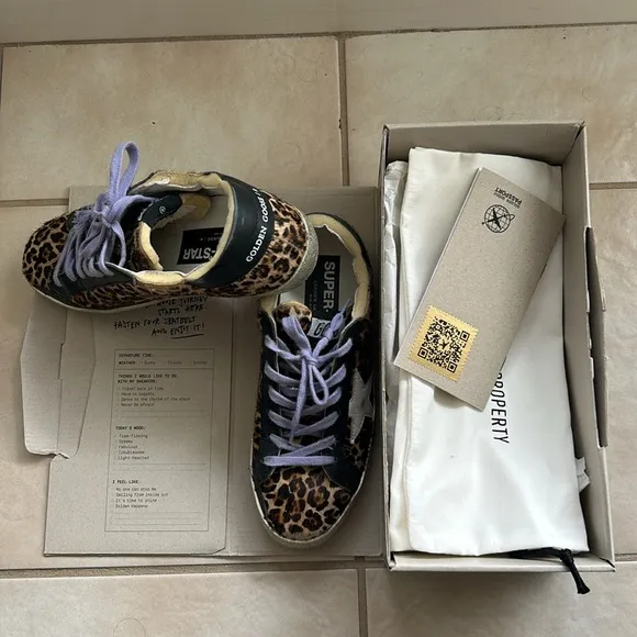 Golden Goose Leopard-Pattern Pony Hair &amp; Leather Sneakers