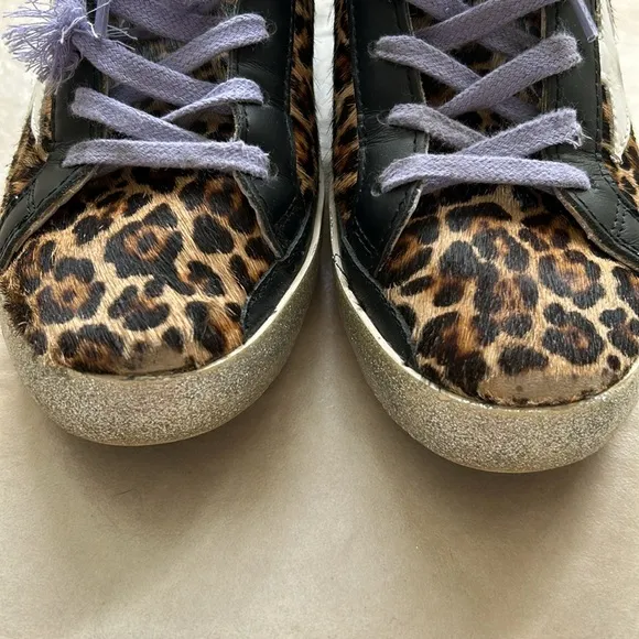Golden Goose Leopard-Pattern Pony Hair &amp; Leather Sneakers
