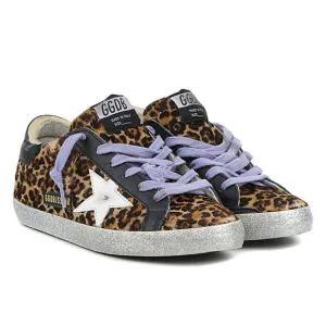 Golden Goose Leopard-Pattern Pony Hair &amp; Leather Sneakers