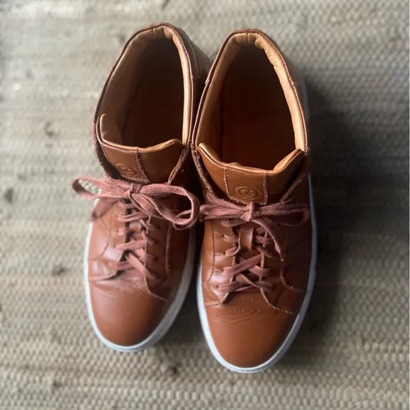Greats Brooklyn Royale Mens 9 Tan Leather Sneakers Boots Shoes Italy
