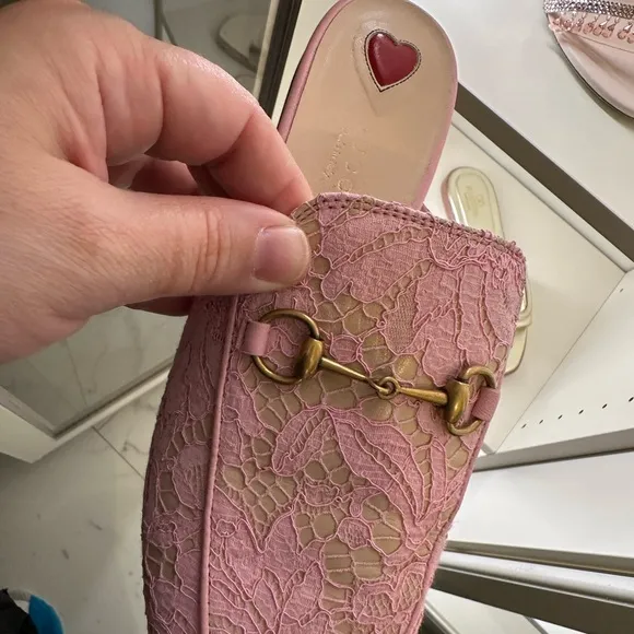 Gucci Pink Lace Women's Loafers