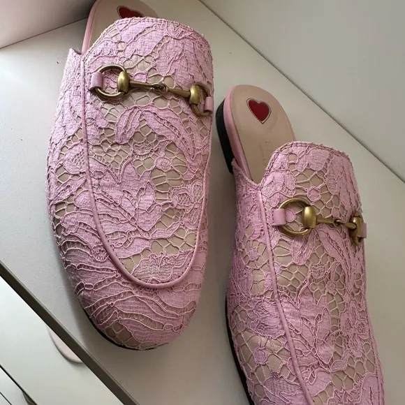Gucci Pink Lace Women's Loafers