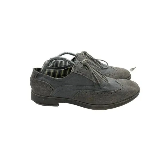Hey Dude Mens 10.5US 44EU Vinci Wingtip Oxford Gray Suede Leather Comfort Shoes