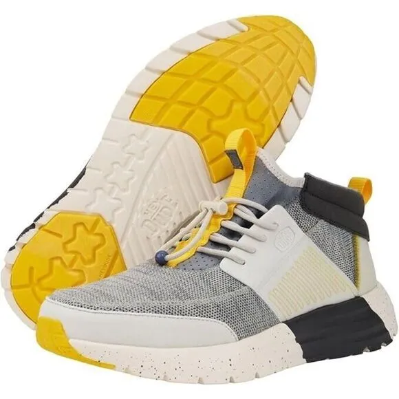 Hey Dude Sirocco Mid 40964-0B5 Sneakers Mens 14 Heather Grey Yellow Shoes FZP236