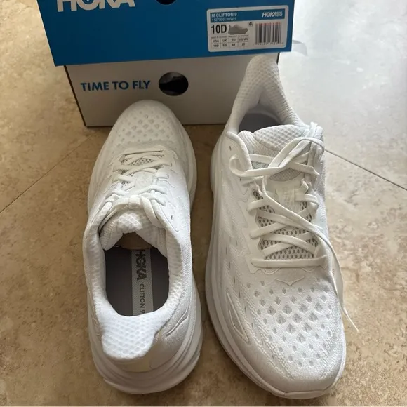 HOKA mens White Running Shoes size 10