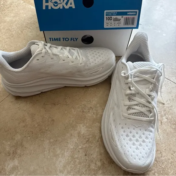 HOKA mens White Running Shoes size 10
