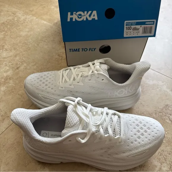 HOKA mens White Running Shoes size 10