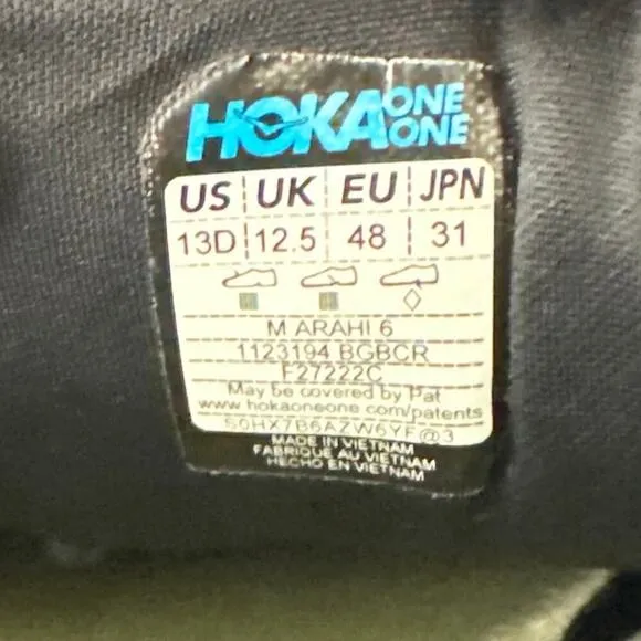 Hoka One One Arahi 6 Shoes Men Size 13‎ D Running Blue White Athletic Sneakers