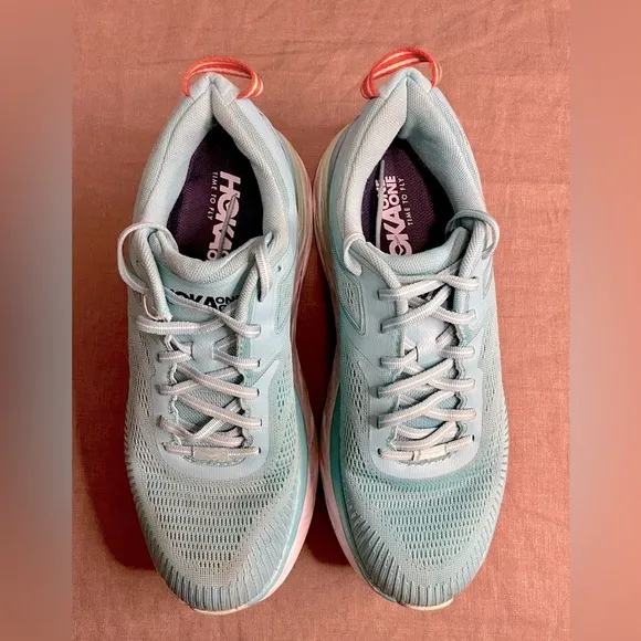 Hoka One One Bondi 7 Women's Outdoor Running Shoes 10.5 Aquarelle/Eggshell Blue