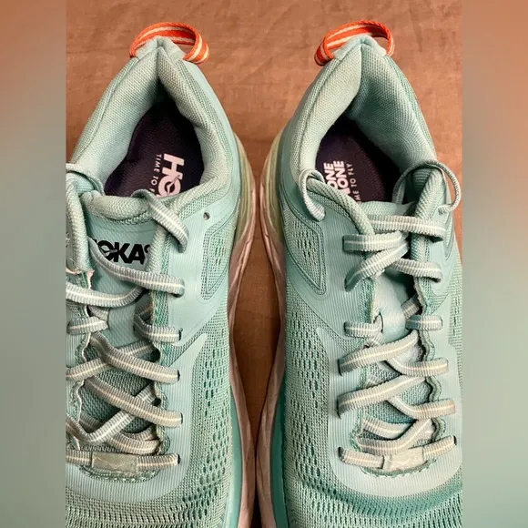 Hoka One One Bondi 7 Women's Outdoor Running Shoes 10.5 Aquarelle/Eggshell Blue