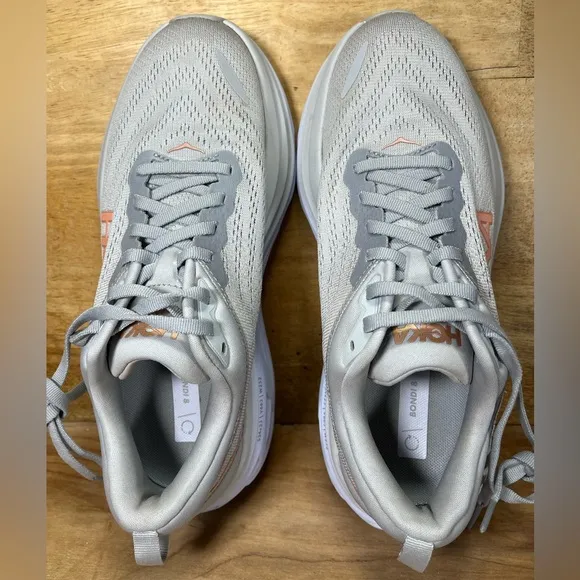 Hoka One One Bondi 8 REFLECTIVE Womens Size 8 (B) Running Shoes Sneakers Gray