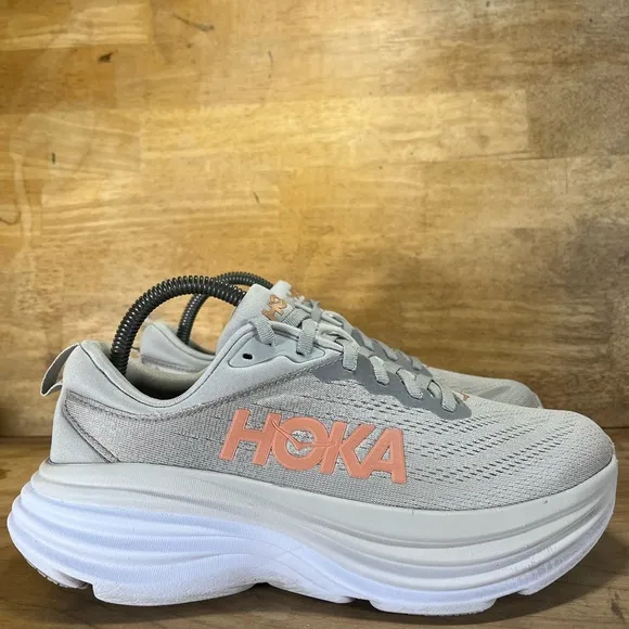 Hoka One One Bondi 8 REFLECTIVE Womens Size 8 (B) Running Shoes Sneakers Gray