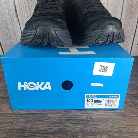 Hoka One One Bondi 8 Running Sneaker Men's Sz 10 All Black (NIB)