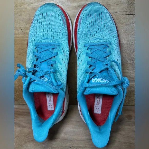 Hoka One One Clifton 8 REFLECTIVE Womens Size 7.5 Running Shoes Sneakers Blue