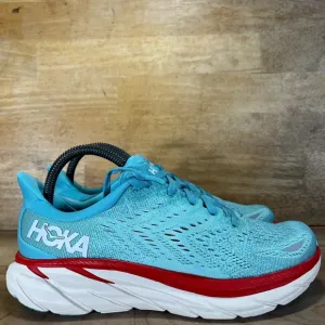 Hoka One One Clifton 8 REFLECTIVE Womens Size 7.5 Running Shoes Sneakers Blue