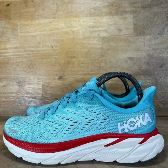 Hoka One One Clifton 8 REFLECTIVE Womens Size 7.5 Running Shoes Sneakers Blue