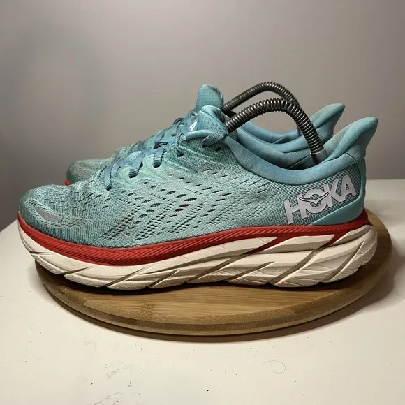 HOKA ONE ONE Clifton 8 Womens Size 9.5 B Running Shoes Blue Comfort Cushioned