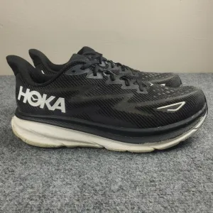 Hoka One One Clifton 9 Mens 10.5 2E Wide Running Shoes Athletic Sneakers Black