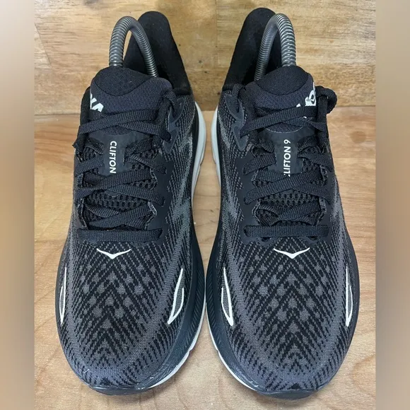 Hoka One One Clifton 9 REFLECTIVE Womens Size 7 (B) Running Shoes Sneakers Black