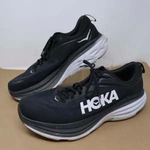 Hoka One One Men's Bondi 8 Black Running Shoes Sneakers 1123202 BWHT Size 14D
