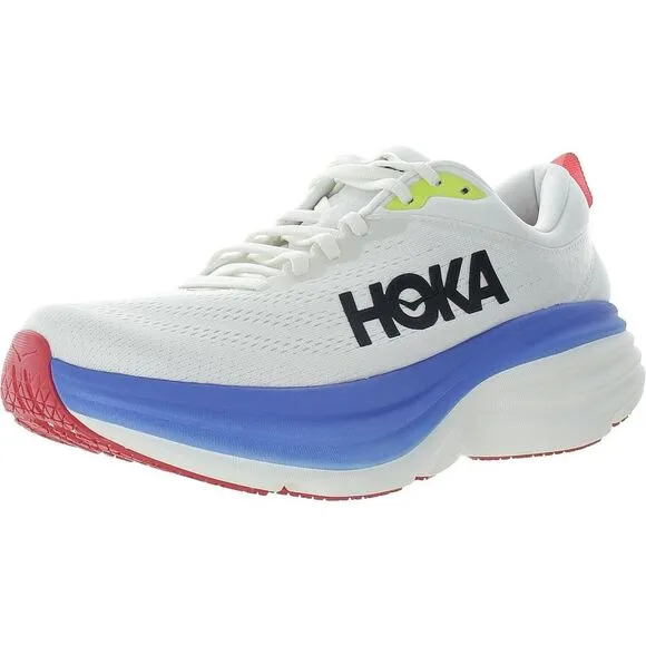 Hoka One One Mens Bondi 8 White Fitness Running &amp; Training Shoes Sneakers NWOB