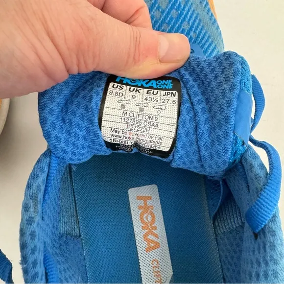 Hoka One One Mens Clifton 9 1127895 CSAA Blue Running Shoes Sneakers Size 9.5 D