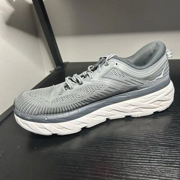Hoka Bondi 7 Mens Size 8.5 Running Shoes Sneakers Gray