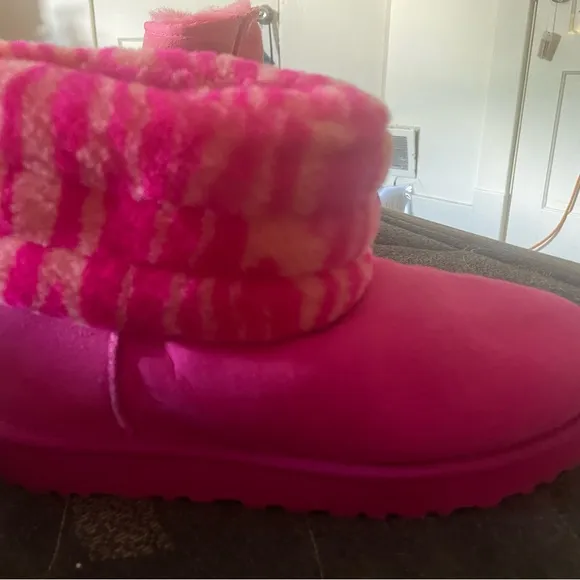 Hot pink zebra and orange print mini boots UGG