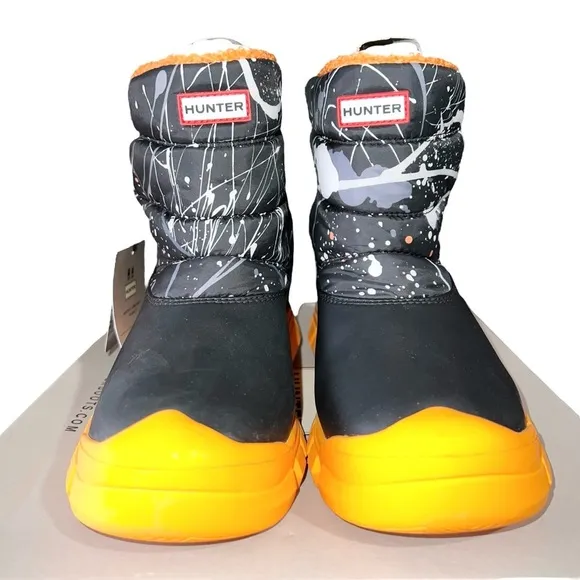 Hunter Boots Boys Size 4 Black Orange Gray Winter Molecular Insulated Waterproof