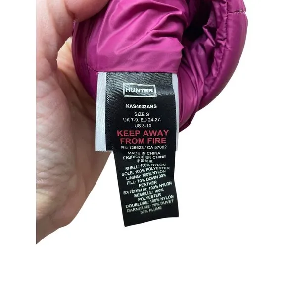 Hunter Girls Pink/Purple Down Insulated Boot Socks Size Small 8-10 NWOT Packable