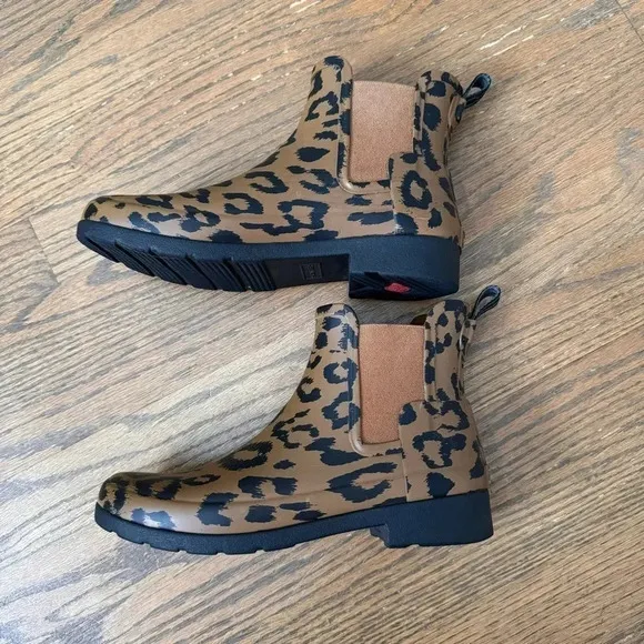 Hunter Original Refined Chelsea Hybrid Leopard Limited Edition Mini Boots size 7